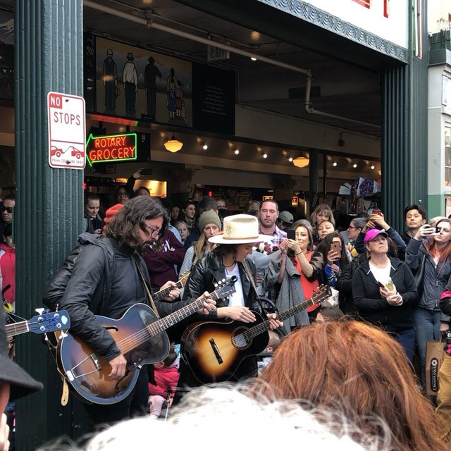 Brandi Carlile and Dave Grohl Busk at a Seattle Market