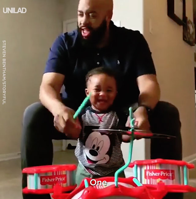 Kid Plays Drums With His Dad
