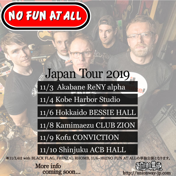 NO FUN AT ALL Japan Tour 2019