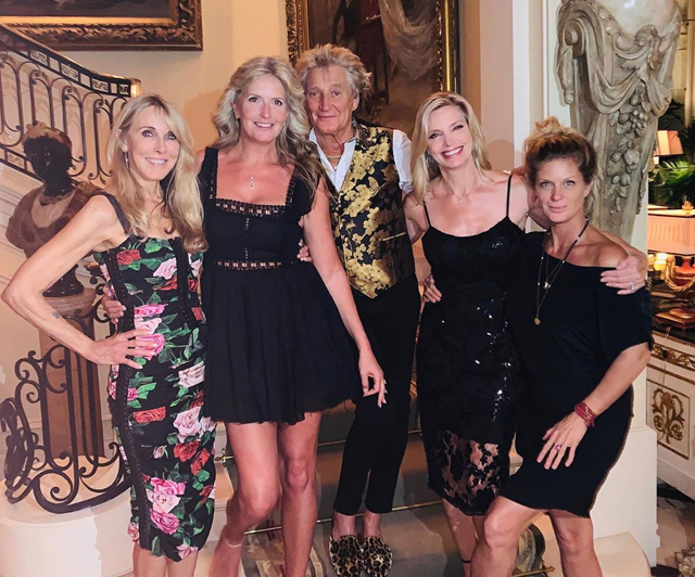Rod Stewart with 4 Mothers of 7 of His Children