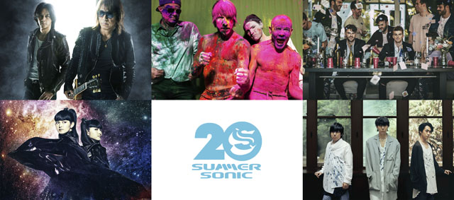 ＜SUMMER SONIC 2019＞　（左上から時計回り）B’z、RED HOT CHILI PEPPERS、THE CHAINSMOKERS、RADWIMPS、BABYMETAL