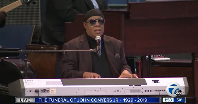 Stevie Wonder performs at Rep. John Conyers' funeral