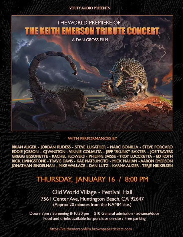 Premier screening of THE OFFICIAL KEITH EMERSON TRIBUTE CONCERT DVD
