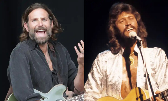 Bradley Cooper, left, and Barry Gibb. Composite: Getty