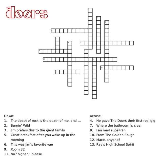 The Doors crossword puzzle