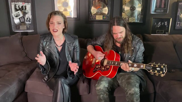 Lzzy Hale and Joe Hottinger from Halestorm