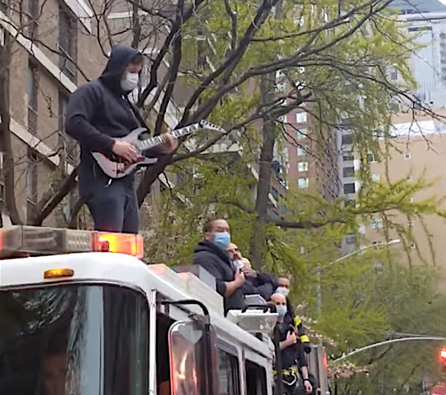 FDNY Firefighter Plays National Anthem on Guitar, via Facebook