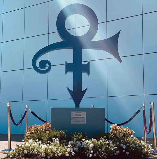 A Statue of Prince’s Love Symbol At Paisley Park