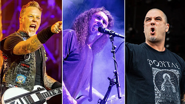 Metallica (photo by Philip Cosores), Slayer (photo by Antonio Marino Jr.), Pantera (photo by Amy Harris)