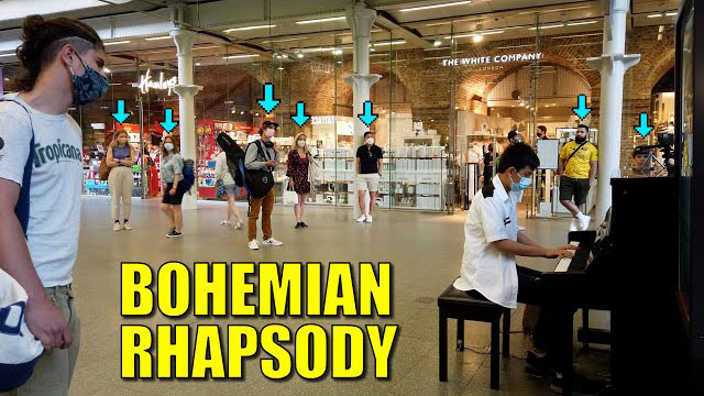 Lockdown Statues During Bohemian Rhapsody on Public Piano | Cole Lam 14 Years Old