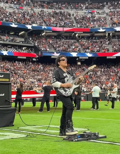Neal Schon performs anthem at Las Vegas Raiders NFL game