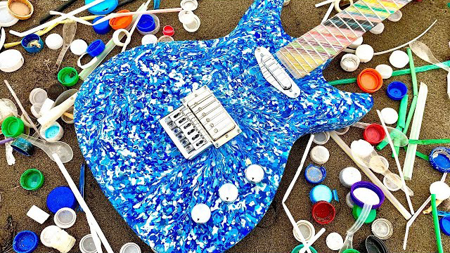 guitar using reclaimed ocean plastic