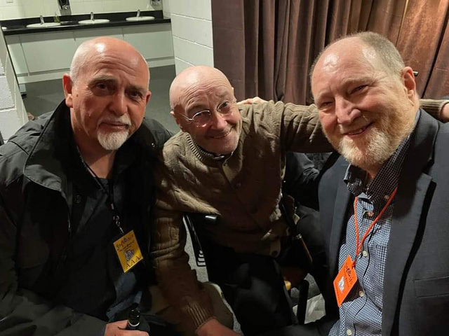 Peter Gabriel, Phil Collins,  Richard MacPhail - Photo Credit to Maggie Cole , Richard’s wife
