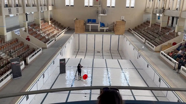 Musician Plays Resounding Trombone Performance Inside an Empty Swimming Pool