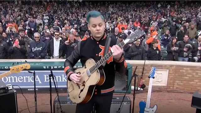 Jack White performs the National Anthem at Detroit Tigers game