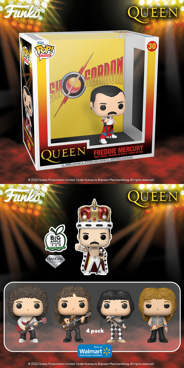 Funko Pop! - Queen Flash Gordon / Freddie Mercury (King) (Diamond Glitter) /Queen 4PK Vinyl Figure