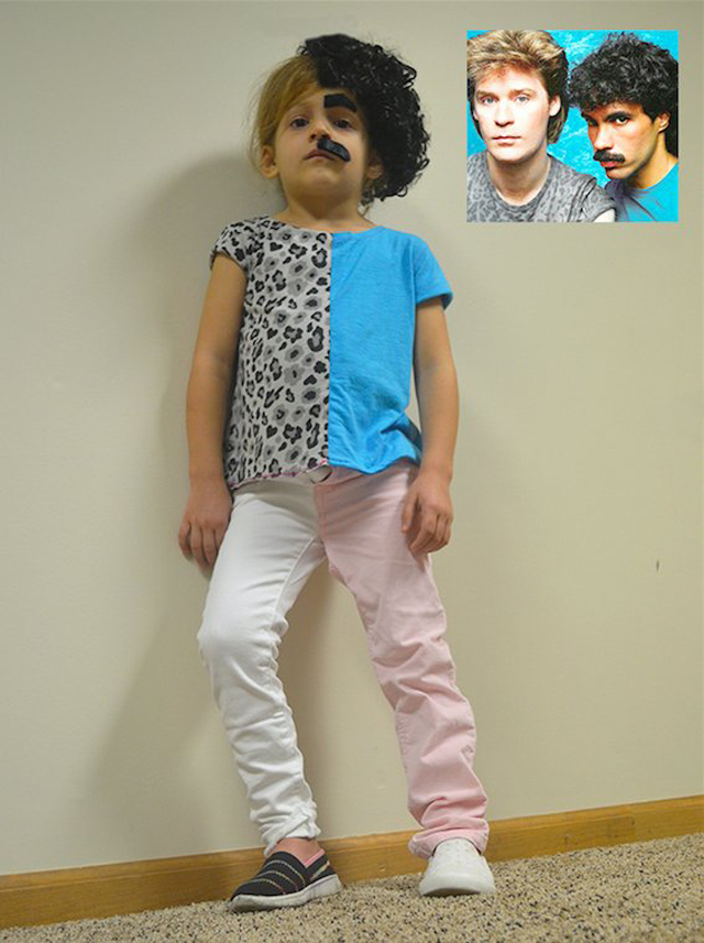 Elsa dressed as Hall and Oates