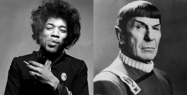 Jimi Hendrix and Leonard Nimoy[