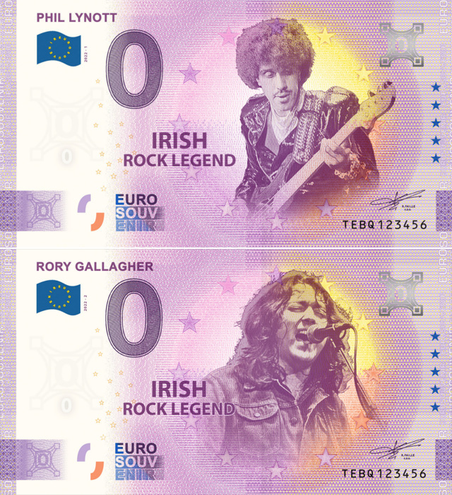 Phil Lynott & Rory Gallagher Zero Euro Banknote