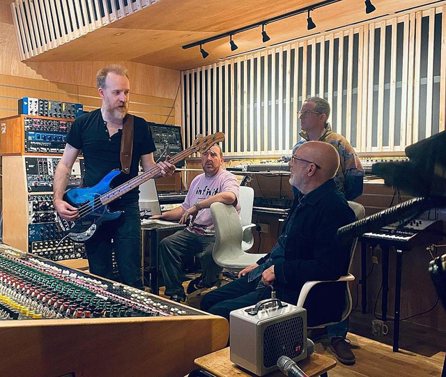 Brian Eno & Hot Chip in the studio (Via Goddess Instagram)