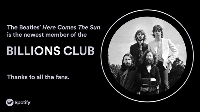 The Beatles - Here Comes The Sun - Spotify's Billions Club