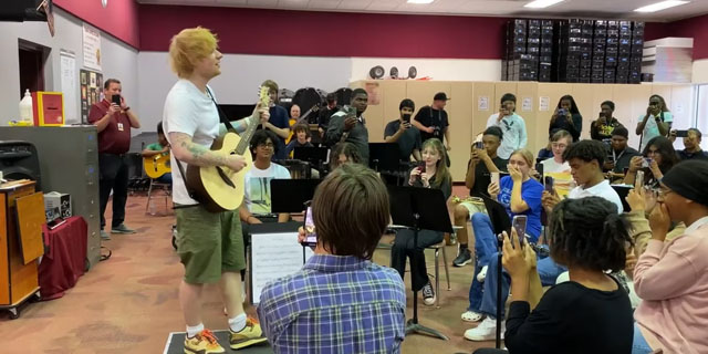 Ed Sheeran's surprise concert for high school students