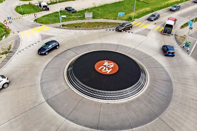 This roundabout in Switzerland is a vinyl turntable