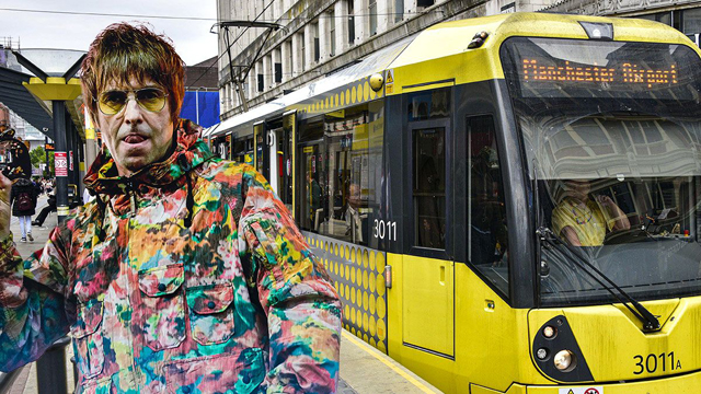 Liam Gallagher and a Metrolink tram　© Getty / Alamy