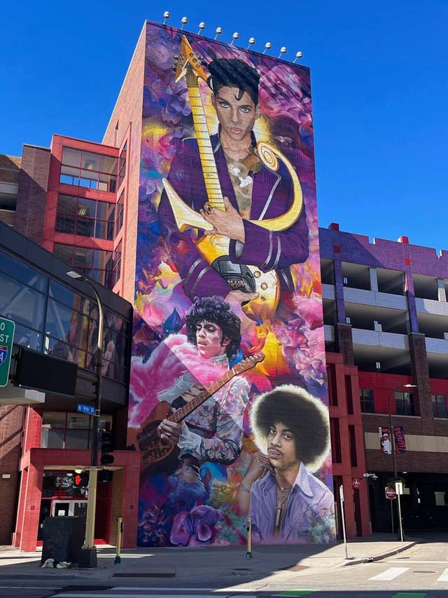 Prince mural - Painting in parking lot of Minnesota Vikings
