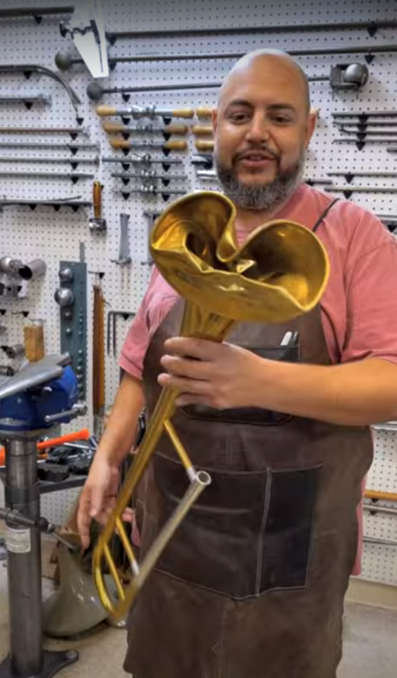 Josh Landress of J. Landress Brass - Crushed trombone bell brought back to life!