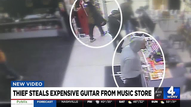 Thief steals expensive guitar from Nashville music store