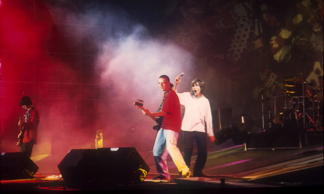 the Stone Roses performing at Spike Island 1990. Photograph: Andre Csillag / Rex Features
