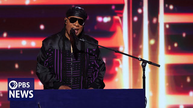 Stevie Wonder performs at 2024 Democratic National Convention