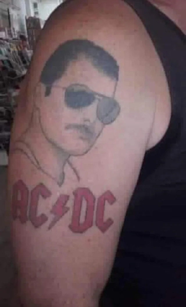 AC/DC + Freddie Mercury Tattoo