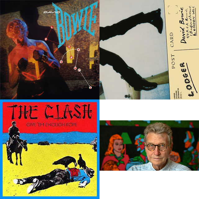 David Bowie / Let's Dance, David Bowie / Lodger, The Clash / Give 'Em Enough Rope, Derek Boshier