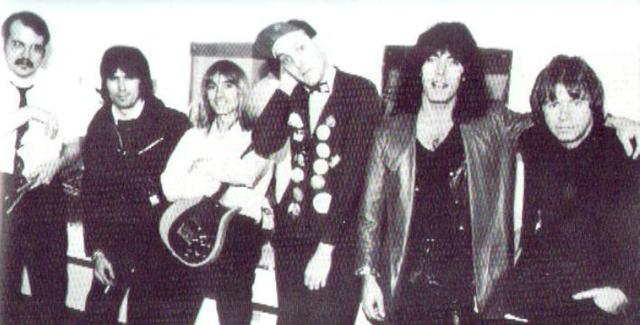 Cheap Trick with Cozy Powell (2nd Left) and Dave Edmunds (Right) in the UK 1979