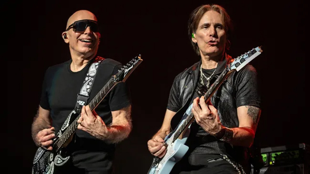 Joe Satriani and Steve Vai (Image credit: Jon Luini)