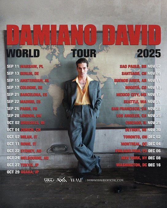 DAMIANO DAVID WORLD TOUR 2025