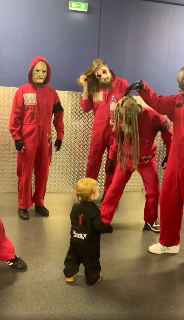 Slipknot and Sidney (Sid WIlson and Kelly Osbourne's son)