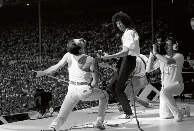 Queen at Live Aid at Wembley Stadium, 1985. Photo by Neal Preston.