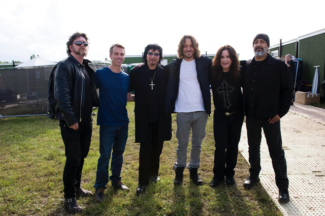 Soundgarden with Ozzy Osbourne and Tony Iommi at the Download Festival in 2012