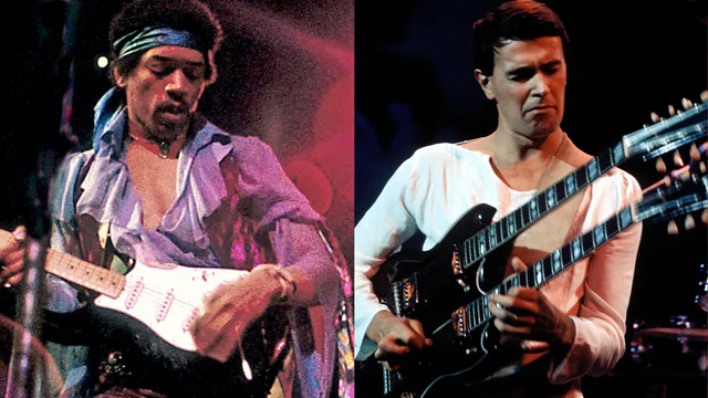 Jimi Hendrix and John McLaughlin (Image credit: Hendrix: Walter Iooss Jr./Globe Photos via ZUMA Wire/Alamy | McLaughlin: David Redfern/Redferns)