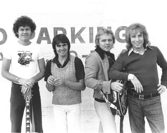 Micky Dolenz and Davy Jones of the Monkees with Tommy Boyce and Bobby Hart in 1975. Photograph: Chris Walter/WireImage