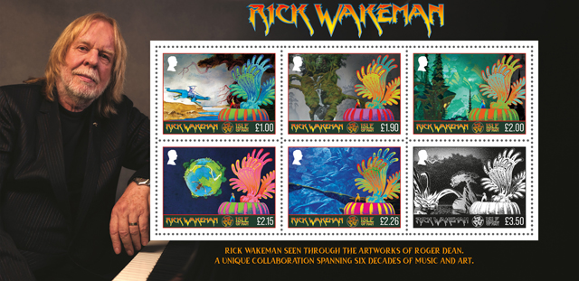 Rick Wakeman by Roger Dean Stamp Sheet (c) Isle of Man Post Office
