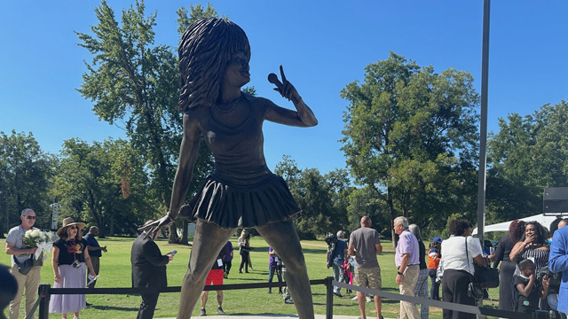 A newly-unveiled statue of singer Tina Turner (Adrian Sainz/AP)