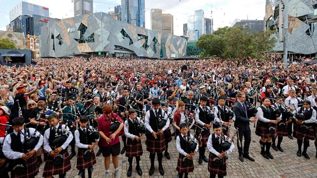 Bagpipers in Melbourne set world record with AC/DC performance 　(Image credit: Ye Myo Khant/SOPA Images/LightRocket via Getty Images)