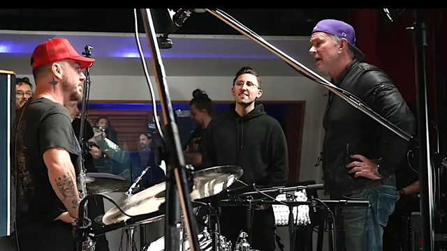 Shannon Leto, Drumeo host Brandon Toews, and Chad Smith, via YouTube/Drumeo